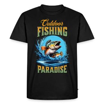 Pêche Pêche Pêche Poisson Carpe Pêche en plein air - T-shirt Premium bio Homme - noir - Devant - Nico (187cm)