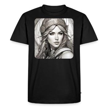 Fantasy Anime Girl Viking Germanic Trigues Middle Ages - Men's Premium Organic T-Shirt - black - Front - Nico (187cm)