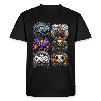 Ensemble de manette de jeu drôle d’Halloween - T-shirt Premium bio Homme - noir - Devant - Nico (187cm)