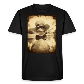 Sir Waddleberry Quackington relaxing at the pool - Men's Premium Organic T-Shirt - black - Front - Nico (187cm)