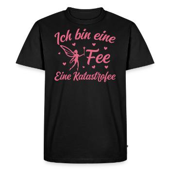 Ich bin eine Fee eine Katastrofee - Männer Premium Bio T-Shirt - Schwarz - Vorne - Nico (187cm)