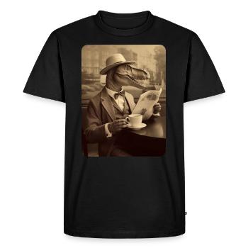 Robert lit le journal au petit-déjeuner - T-shirt Premium bio Homme - noir - Devant - Nico (187cm)