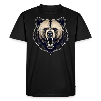 Fier ours rugissant dans un style rétro - T-shirt Premium bio Homme - noir - Devant - Nico (187cm)