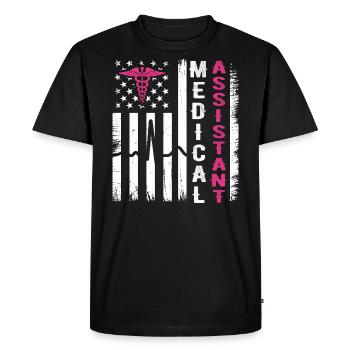 Medical Assistant American Flag Medical Assistant - T-shirt Premium bio Homme - noir - Devant - Nico (187cm)