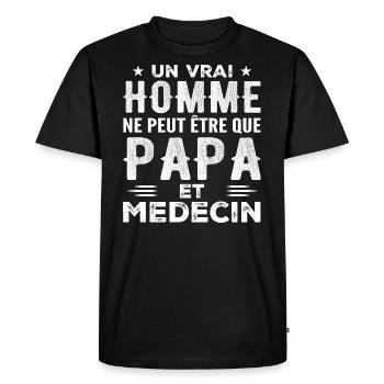 A Real Man Is Just a Dad and a Doctor - Men's Premium Organic T-Shirt - black - Front - Nico (187cm)