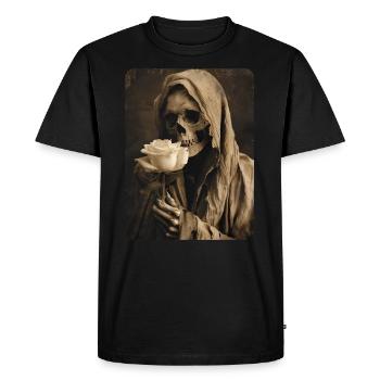 La mort à la rose blanche - T-shirt Premium bio Homme - noir - Devant - Nico (187cm)