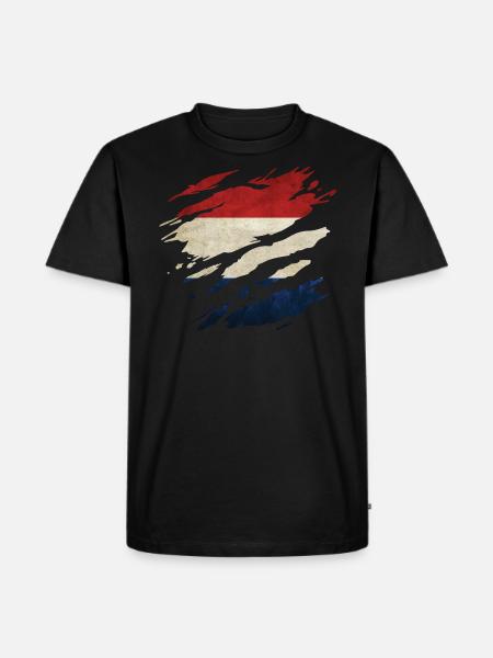 Pays-Bas - Drapeau national, rayures, fissures - T-shirt Premium bio Homme - noir