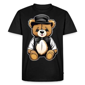 Ours en peluche mignon avec chapeau - T-shirt Premium bio Homme - noir - Devant - Nico (187cm)