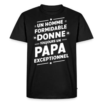 Belle idée cadeau fete des pères anniversaire papa - T-shirt Premium bio Homme - noir - Devant - Nico (187cm)