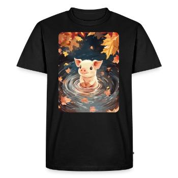 Cochon nageur - T-shirt Premium bio Homme - noir - Devant - Nico (187cm)