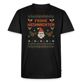 Joyeux Noël Ugly Knit Look Père Noël - T-shirt Premium bio Homme - noir - Devant - Nico (187cm)
