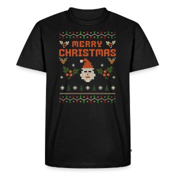 Joyeux Noël Ugly Knit Look Père Noël - T-shirt Premium bio Homme - noir - Devant - Nico (187cm)