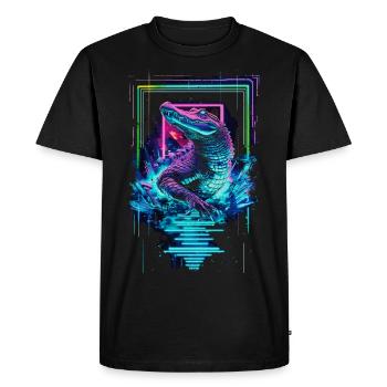 Alligator Crocodile Reptile Predator Neon Colorful Art - Men's Premium Organic T-Shirt - black - Front - Nico (187cm)