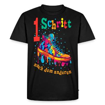 Ein Schritt nach dem anderen Mut machen Motivation - Männer Premium Bio T-Shirt - Schwarz - Vorne - Nico (187cm)
