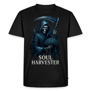 Faucheuse Moissonneur d’âmes - T-shirt Premium bio Homme - noir - Devant - Nico (187cm)