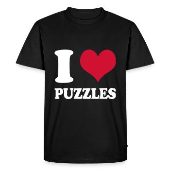 Puzzle I Love Puzzles - Men's Premium Organic T-Shirt - black - Front - Nico (187cm)