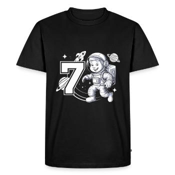7th Birthday Astronaut Space Adventure for Boys - Men's Premium Organic T-Shirt - black - Front - Nico (187cm)