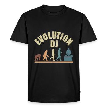 Evolution de l’homme DJ Techno Vinyle Rétro Vintage - T-shirt Premium bio Homme - noir - Devant - Nico (187cm)