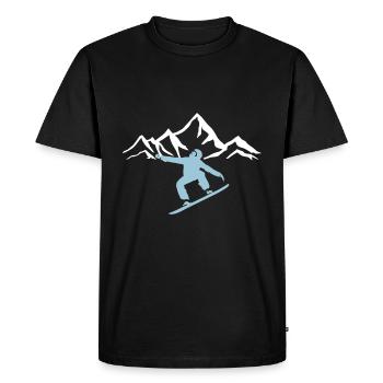 Snowboarders and mountains - Men's Premium Organic T-Shirt - black - Front - Nico (187cm)