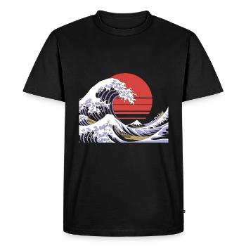 Big Wave Vaporwave Esthétique Années 80 Mode Anime - T-shirt Premium bio Homme - noir - Devant - Nico (187cm)
