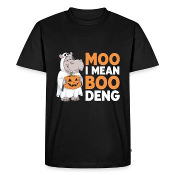 Drôle Hippopotame Halloween Fantôme Costume Boo Deng Jeu de mots - T-shirt Premium bio Homme - noir - Devant - Nico (187cm)