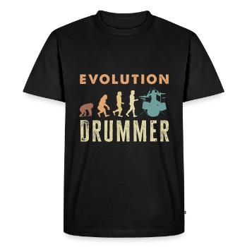 Evolution of man Drums Band Retro Vintage Drummer - Men's Premium Organic T-Shirt - black - Front - Nico (187cm)