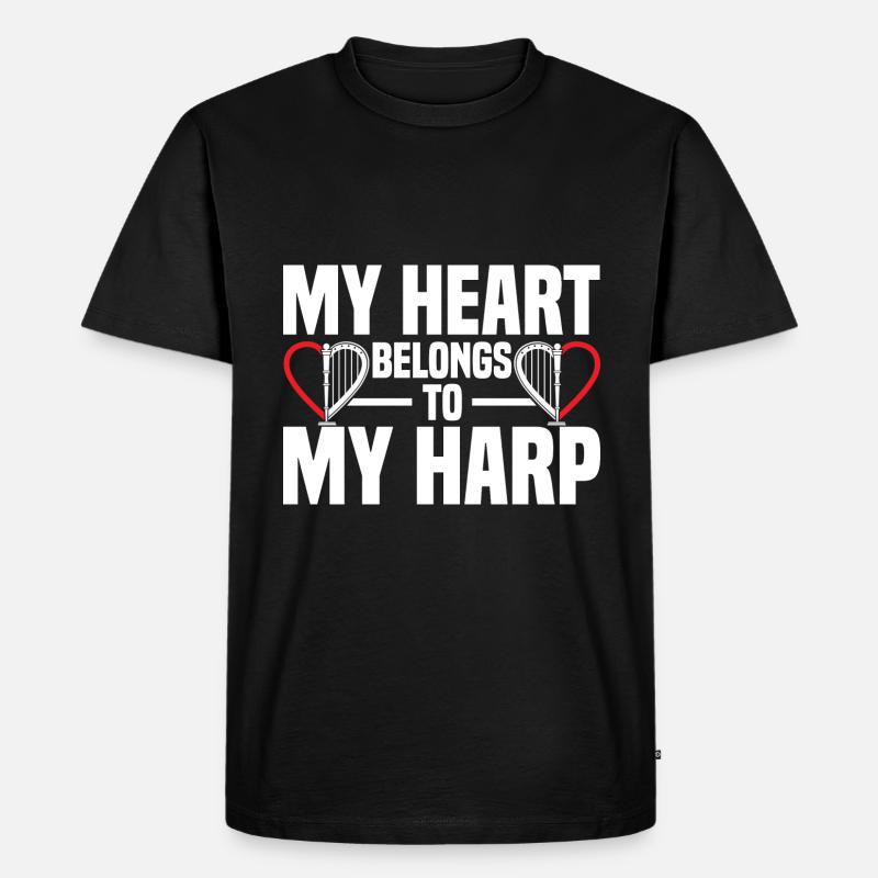 Harfenspieler - Männer Premium Bio T-Shirt - Schwarz