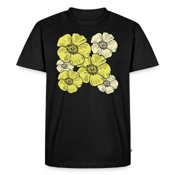 Bluetenmeer yellow - Men's Premium Organic T-Shirt - black - Front - Nico (187cm)