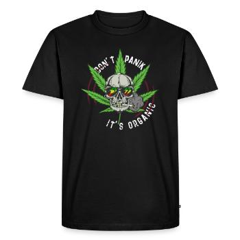 Cannabis Weed Skull Kiffer I Joint Cannabis Leaf - T-shirt Premium bio Homme - noir - Devant - Nico (187cm)