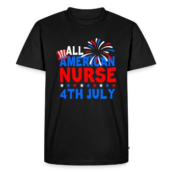 July 4th All American Nurse - Men's Premium Organic T-Shirt - black - Front - Nico (187cm)