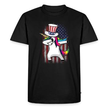 4 juillet Dabbing Unicorn America - T-shirt Premium bio Homme - noir - Devant - Nico (187cm)