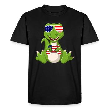 July 4th Dinasour Gamer Merica - Men's Premium Organic T-Shirt - black - Front - Nico (187cm)