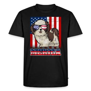 July 4th Dog Merica - Men's Premium Organic T-Shirt - black - Front - Nico (187cm)