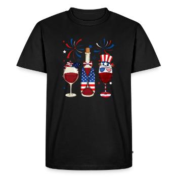 4 juillet Wine Party America - T-shirt Premium bio Homme - noir - Devant - Nico (187cm)