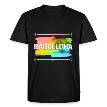 Barcelone - T-shirt Premium bio Homme - noir - Devant - Nico (187cm)