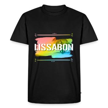 Lisbonne - T-shirt Premium bio Homme - noir - Devant - Nico (187cm)