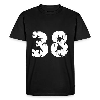 Maillot 38 Numéro - T-shirt Premium bio Homme - noir - Devant - Nico (187cm)