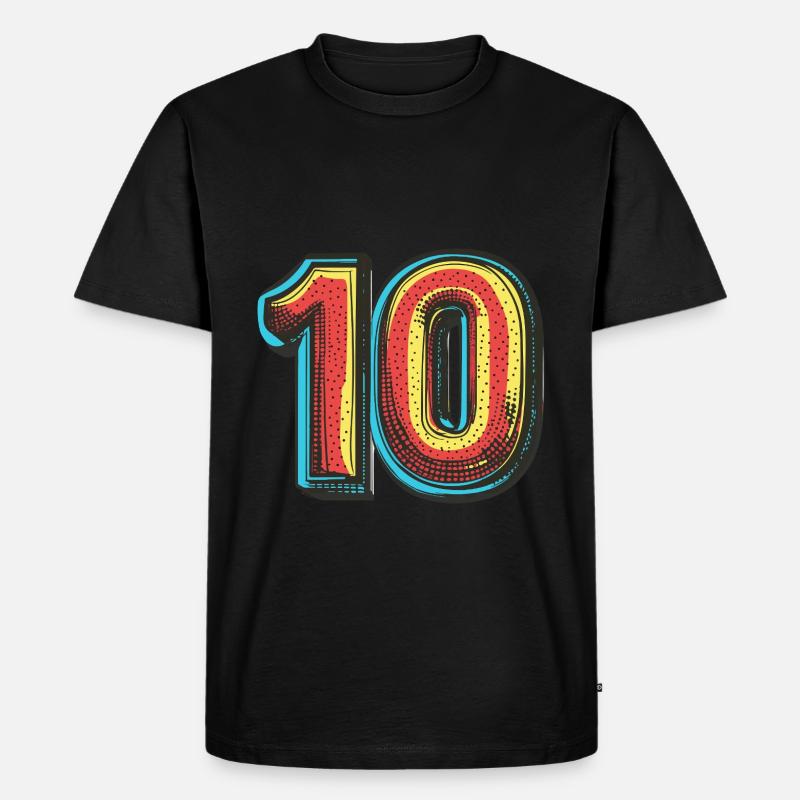 10 Zahl Comic - Männer Premium Bio T-Shirt - Schwarz
