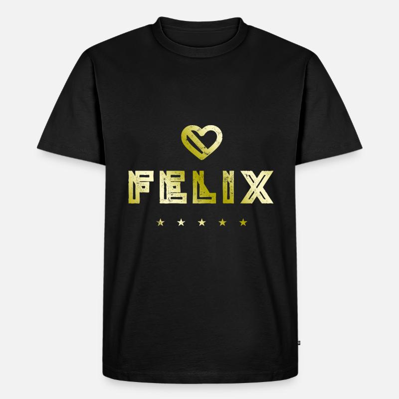 Felix Herz - Männer Premium Bio T-Shirt - Schwarz