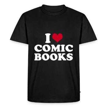 J’adore les bandes dessinées - T-shirt Premium bio Homme - noir - Devant - Nico (187cm)