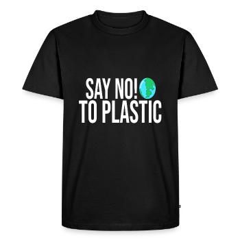 SAY NO TO PLASTIC - Men's Premium Organic T-Shirt - black - Front - Nico (187cm)