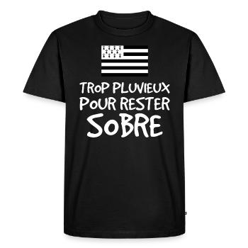 Trop Pluvieux Pour Rester Sobre - Humour Breton - T-shirt Premium bio Homme - noir - Devant - Nico (187cm)