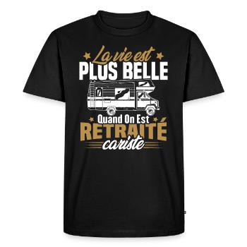 Retraité et camping-cariste - T-shirt Premium bio Homme - noir - Devant - Nico (187cm)