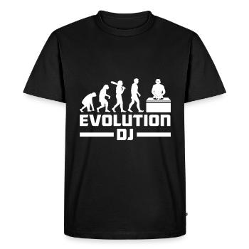 Evolution de l’homme DJ Techno Vinyle Rétro Vintage - T-shirt Premium bio Homme - noir - Devant - Nico (187cm)