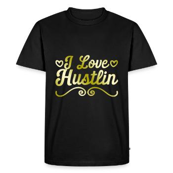 I love Hustlin - Men's Premium Organic T-Shirt - black - Front - Nico (187cm)