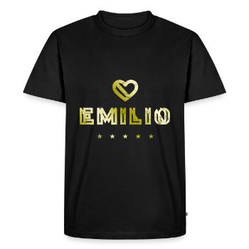 Emilio Cœur - T-shirt Premium bio Homme - noir - Devant - Nico (187cm)