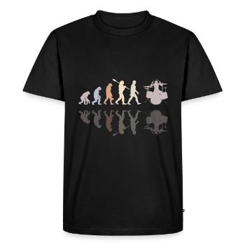Evolution of man Drums Band Retro Vintage Drummer - Men's Premium Organic T-Shirt - black - Front - Nico (187cm)