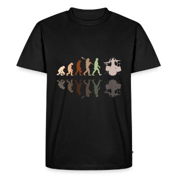 Evolution of man Drums Band Retro Vintage Drummer - Men's Premium Organic T-Shirt - black - Front - Nico (187cm)