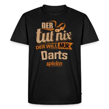 Der tut nix der will nur Darts - RAHMENLOS Herren - Männer Premium Bio T-Shirt - Schwarz - Vorne - Nico (187cm)
