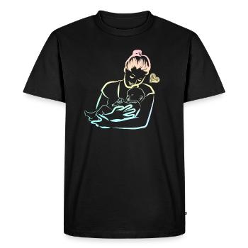 Bébé Grossesse Maman enfant mère idée cadeau - T-shirt Premium bio Homme - noir - Devant - Nico (187cm)